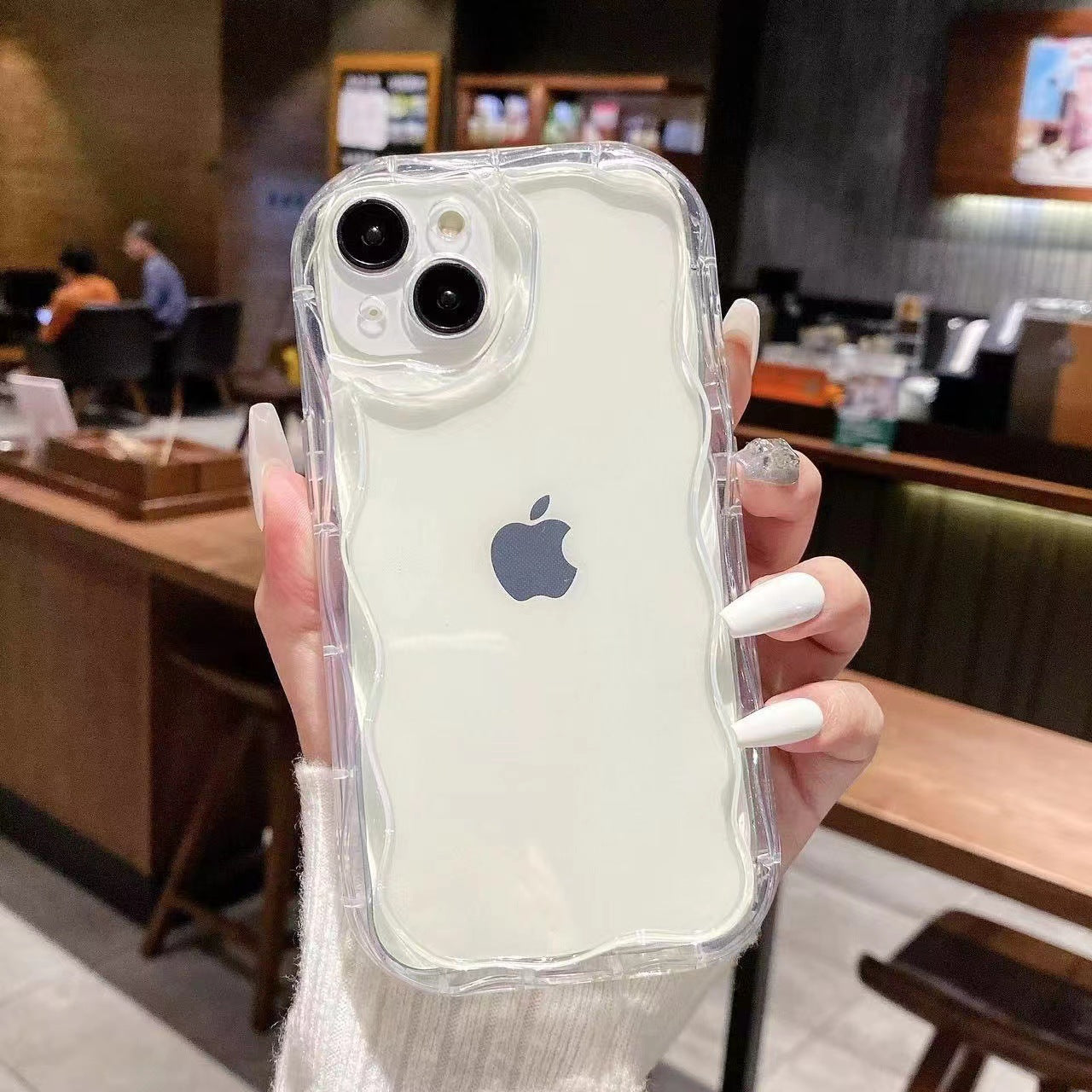 Cream Wave TPU Phone Case – Shockproof, Camera Protection & Comfortable Grip