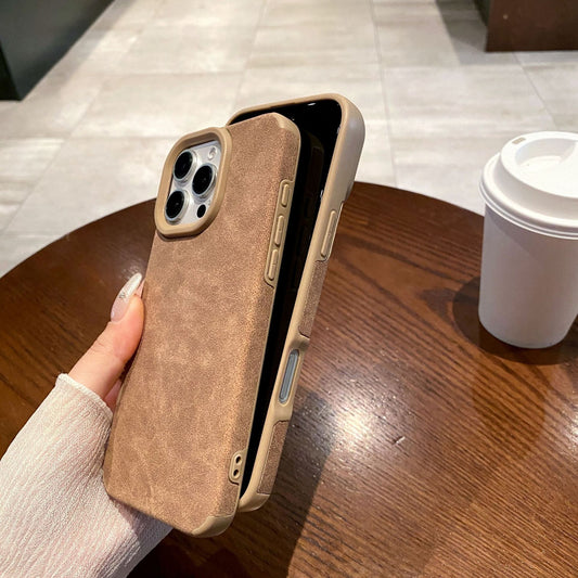 Luxury Leather TPU Phone Case with Full Protection & Raised Camera Guard – Anti-Stain, Slim Fit for iPhone