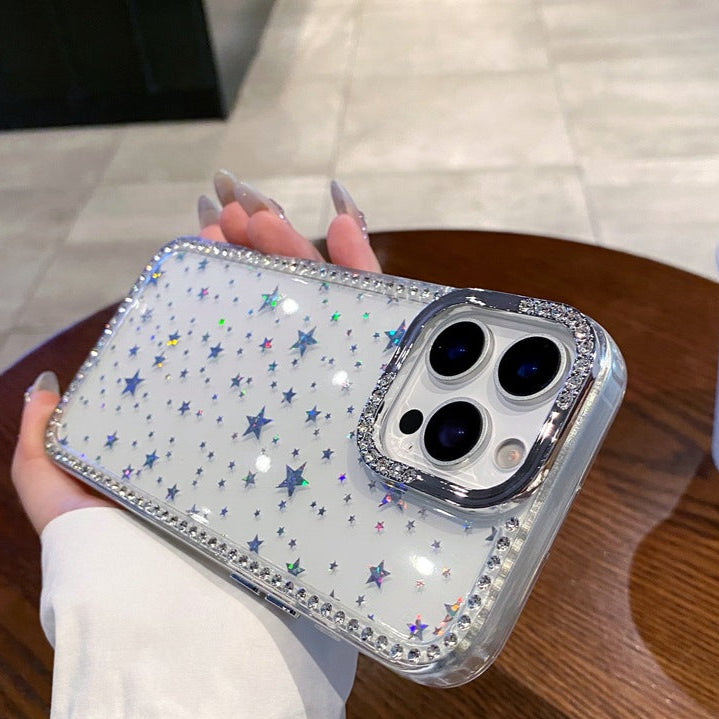 Luxury Sparkling Starry Electroplated Phone Case – Soft Edge, Hard Back (TPU + PU)