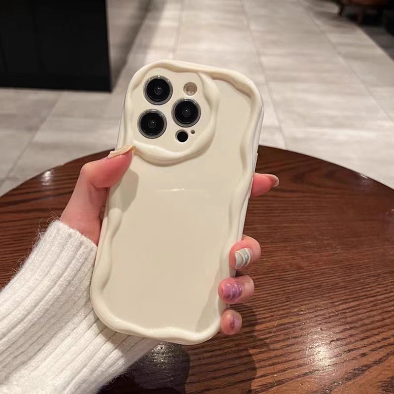 Cream Wave TPU Phone Case – Shockproof, Camera Protection & Comfortable Grip