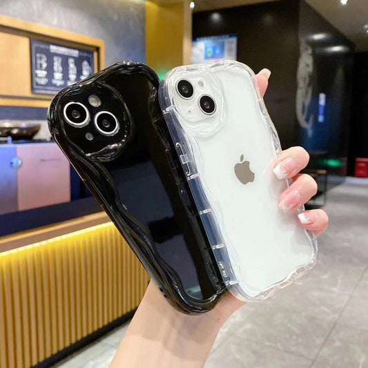 Cream Wave TPU Phone Case – Shockproof, Camera Protection & Comfortable Grip
