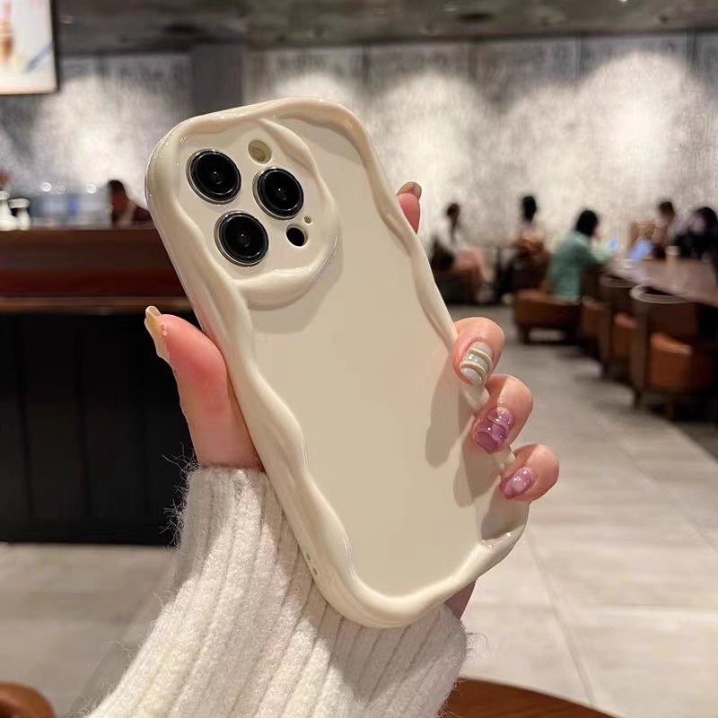 Cream Wave TPU Phone Case – Shockproof, Camera Protection & Comfortable Grip