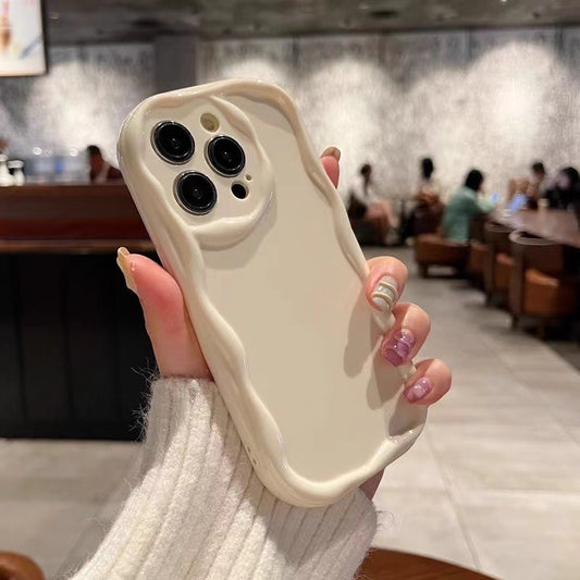 Cream Wave TPU Phone Case – Shockproof, Camera Protection & Comfortable Grip