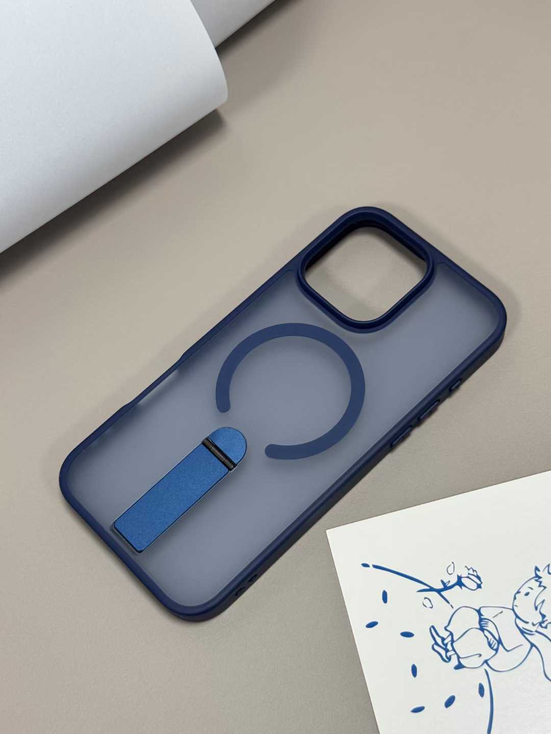 [🔥NEW]  Magnetic Stand Skin-Feel Phone Case – TPU+PC with Aluminum Alloy Kickstand & Strong 2300 Gauss Magnet