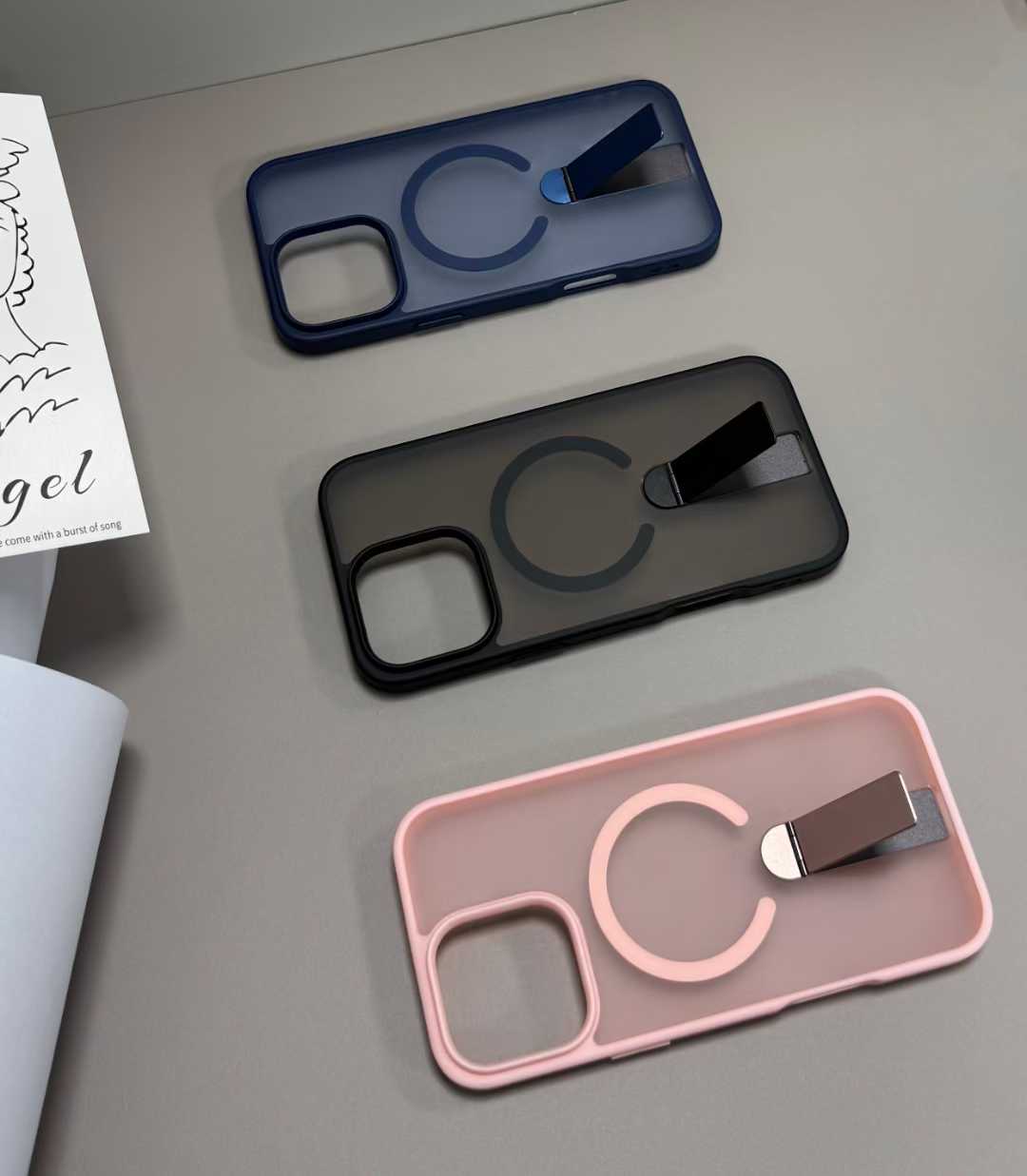 [🔥NEW]  Magnetic Stand Skin-Feel Phone Case – TPU+PC with Aluminum Alloy Kickstand & Strong 2300 Gauss Magnet