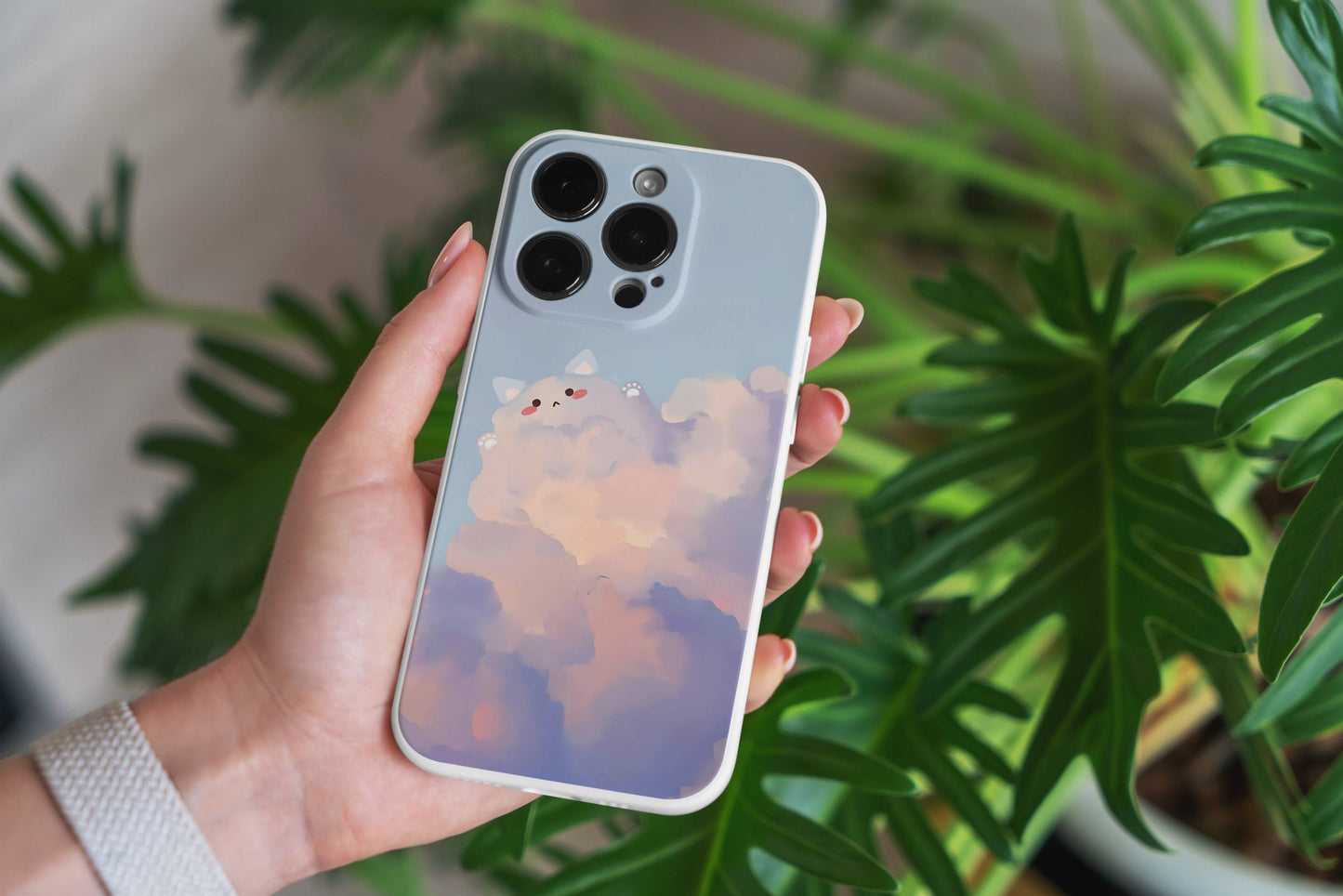 [💰Sale🎨]Cloud Friends Phone Case – Whimsical Fluffy Cloud with Animal Face Design | Playful TPU Protective Cover for iPhone