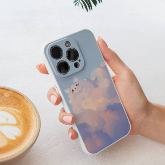 [💰Sale🎨]Cloud Friends Phone Case – Whimsical Fluffy Cloud with Animal Face Design | Playful TPU Protective Cover for iPhone