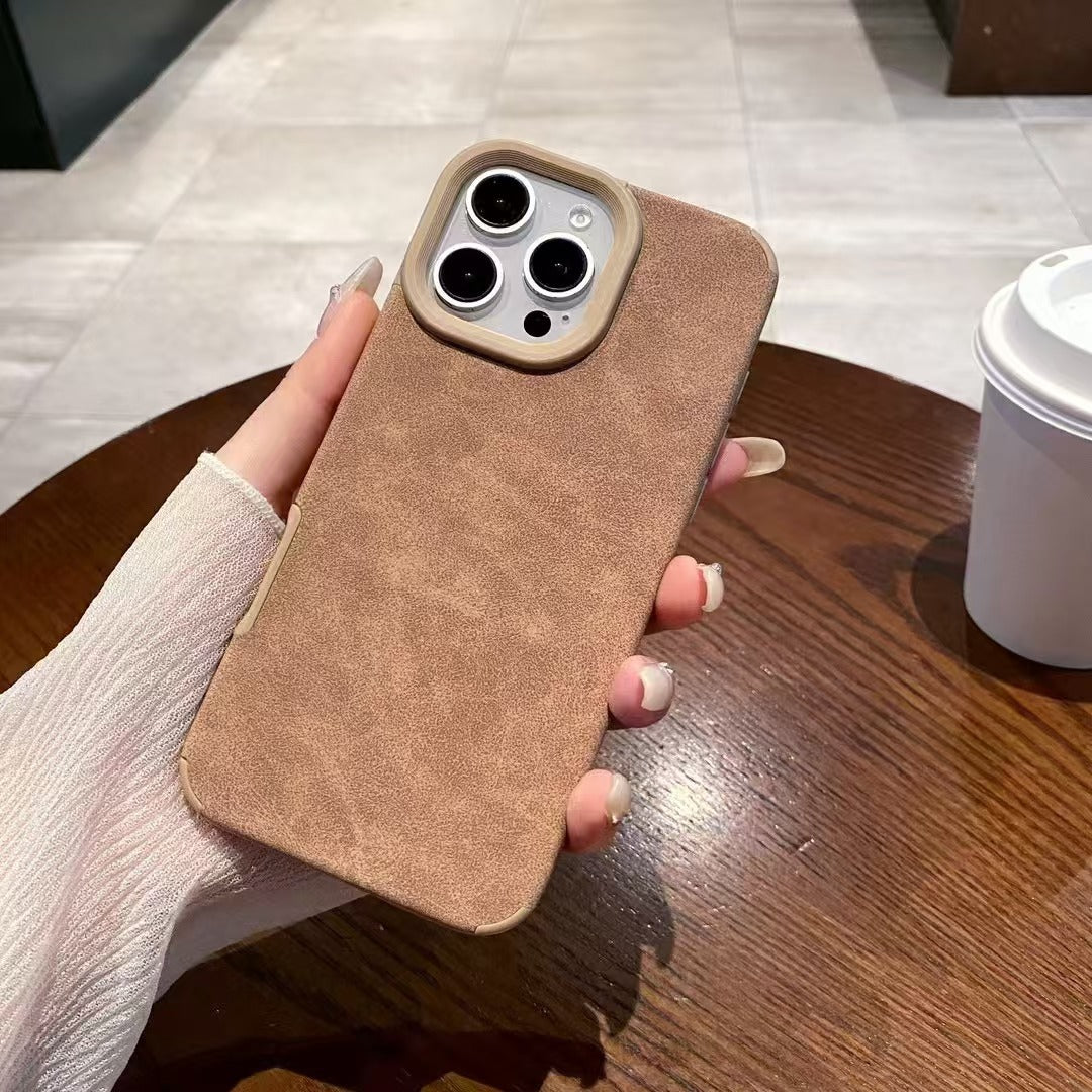 Luxury Leather TPU Phone Case with Full Protection & Raised Camera Guard – Anti-Stain, Slim Fit for iPhone