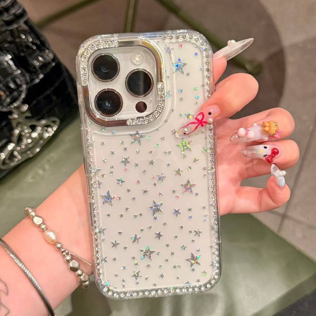 Luxury Sparkling Starry Electroplated Phone Case – Soft Edge, Hard Back (TPU + PU)