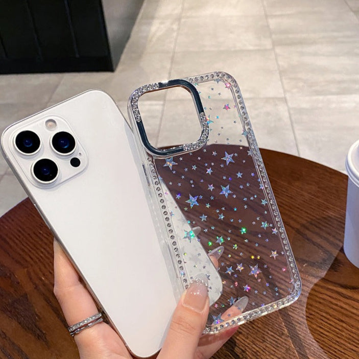 Luxury Sparkling Starry Electroplated Phone Case – Soft Edge, Hard Back (TPU + PU)