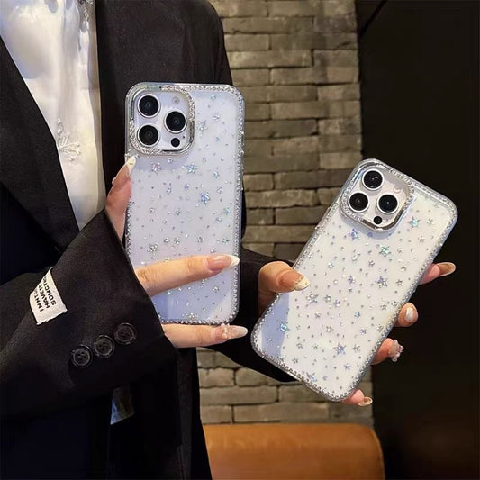 Luxury Sparkling Starry Electroplated Phone Case – Soft Edge, Hard Back (TPU + PU)